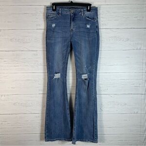 L&M Black Label distressed flare jeans size 11 womens frayed hem